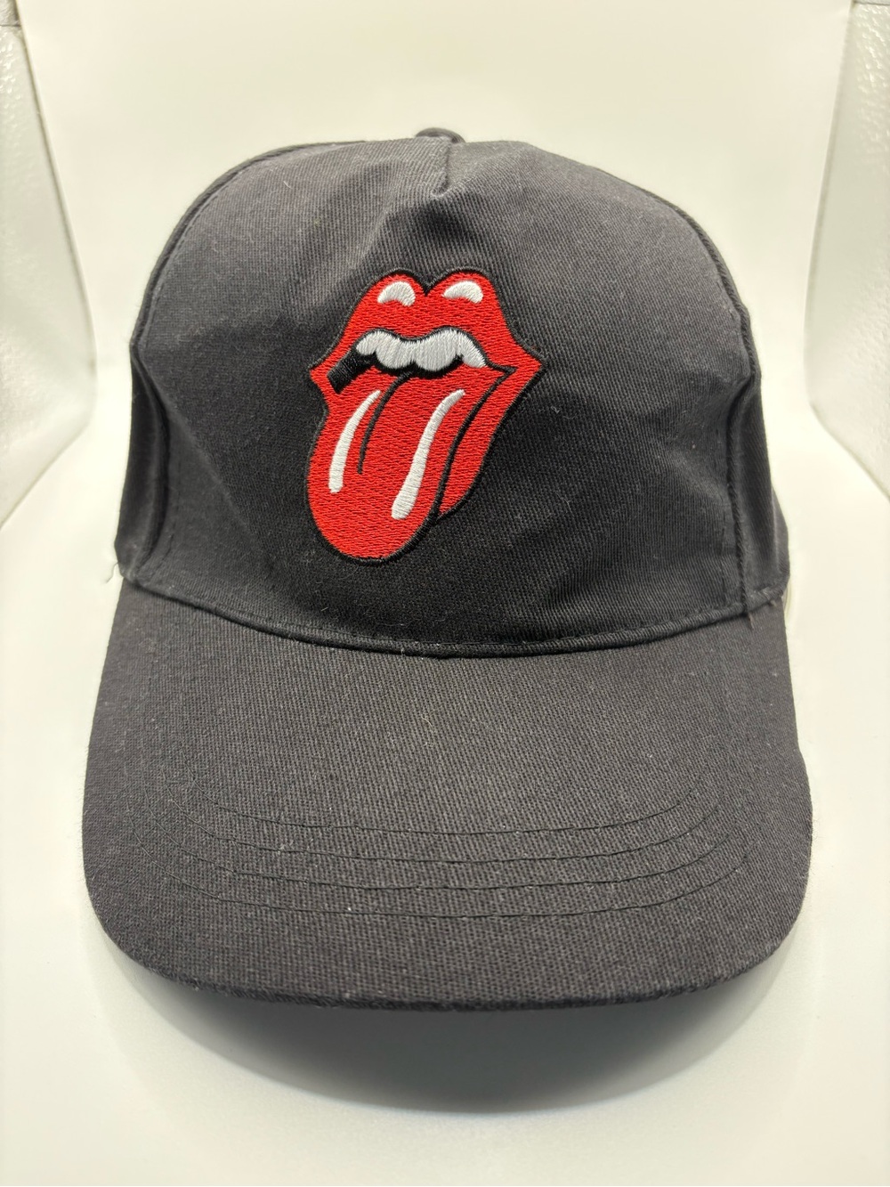 Rolling Stones Tongue Logo Black Strapback Hat OSFM